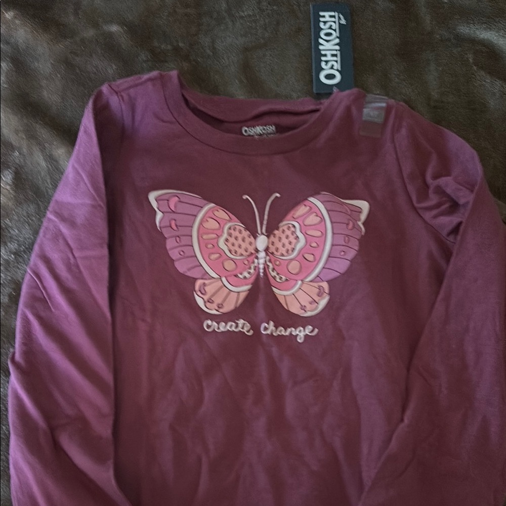 OshKosh B'gosh Maroon Butterfly Long Sleeve Tee